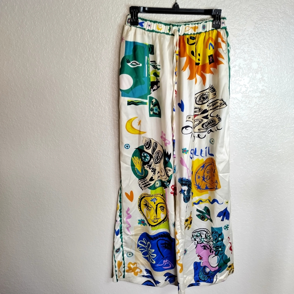 Commense Graphic Print Wide Leg Pants Sz M - Picture 2 of 10